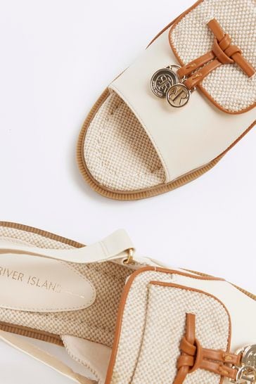 River Island Beige Peep Toe Sling Back Shoes
