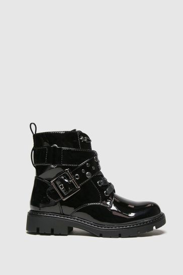 Black studded shop buckle boots
