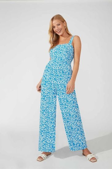 Ro&Zo Blue Ditsy Jumpsuit