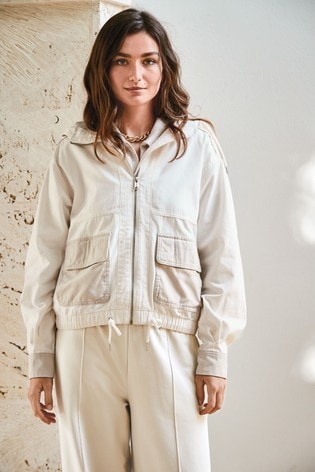 Buy Cropped Cotton Bomber Jacket from 