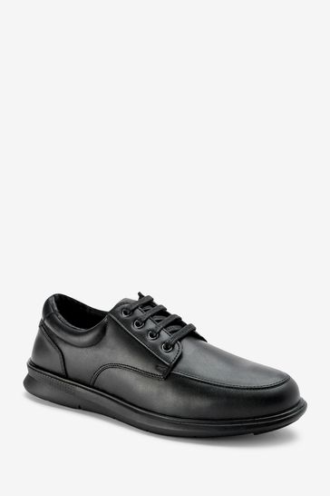 Black Regular Fit Apron Lace Up Derby Shoes