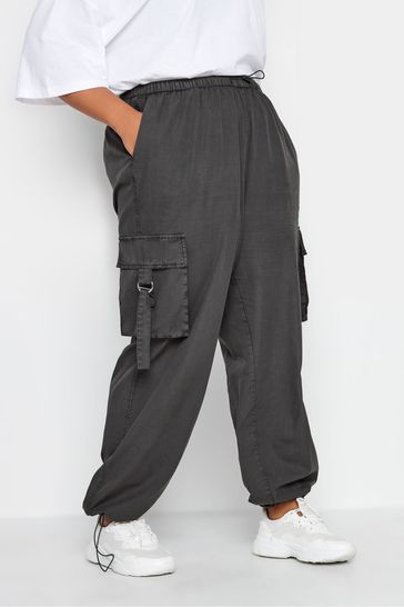 Pockets For Women - Yours Curve Grey Cargo Joggers, Women's Curve