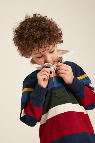 Buy Joules Boys Onside Navy Striped Cotton Rugby Shirt from Next Turkey