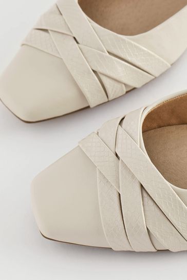 Buy Bone Forever Comfort Leather Square Toe Ballerina Shoes from
