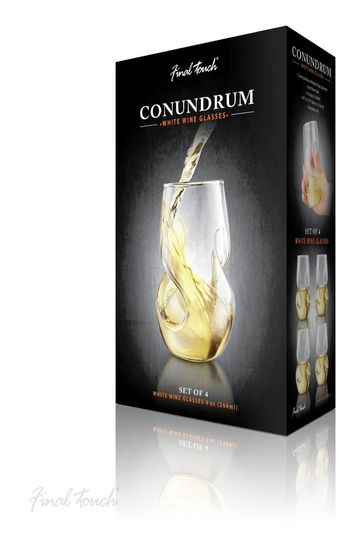 Jeray Clear Final Touch Set of 4 Conundrum White Wine Glasses