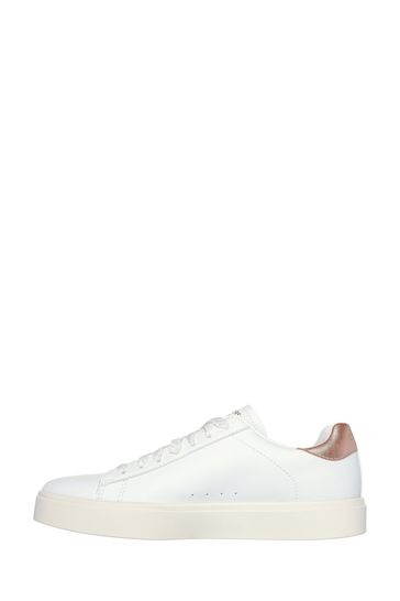 All white hot sale leather skechers