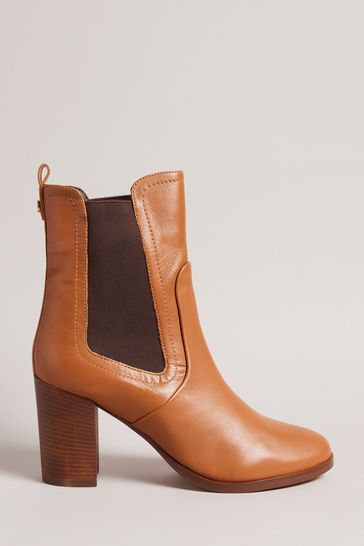 Ted Baker Daphina Leather Heeled Chelsea Brown Boots