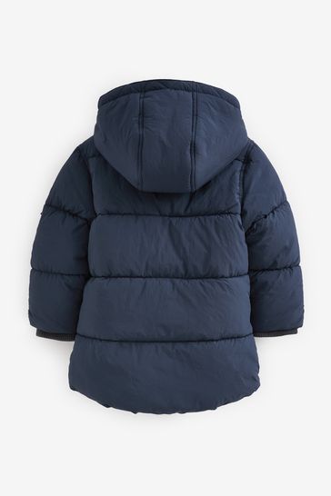 Buy Navy Blue Borg Teddy Lined Padded Coat 3mths 7yrs from Next Luxembourg
