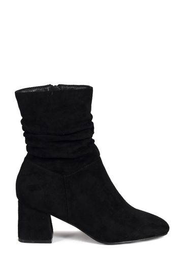 Black suede 2025 ruched ankle boots