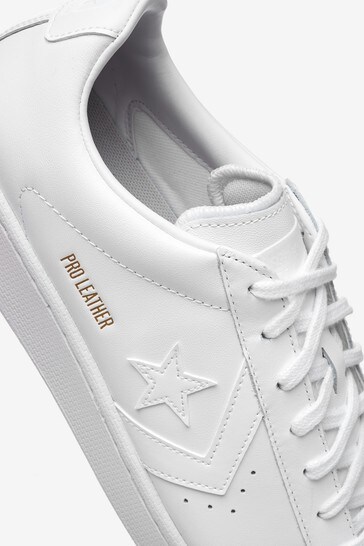All white leather low top converse discount