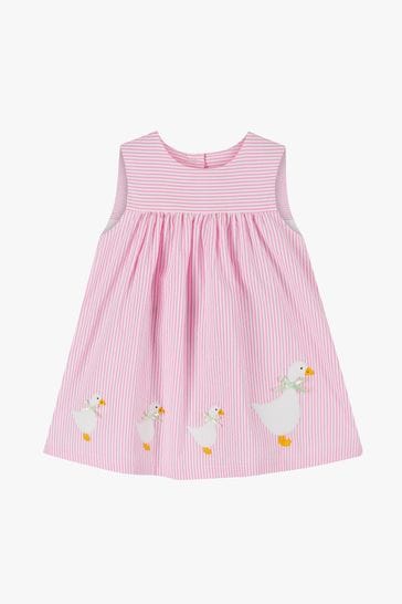 Trotters London Little Pale Duck Striped Cotton Dress