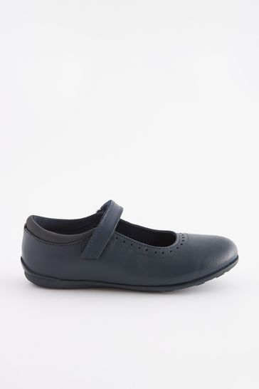 Buy Navy Standard Fit F School Leather Mary Jane Brogues from