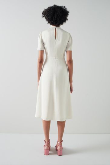 Buy LK Bennett Royal Ascot X LKB Ivory Cream Kline Crepe Tie Neck Midi Dress from Next Denmark