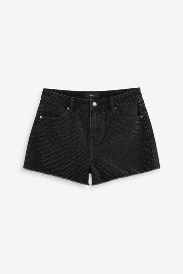 Black denim shorts next cheap