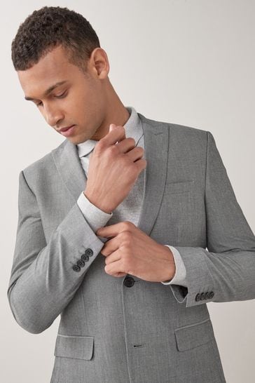 Light Grey Skinny Two Button Suit Jacket