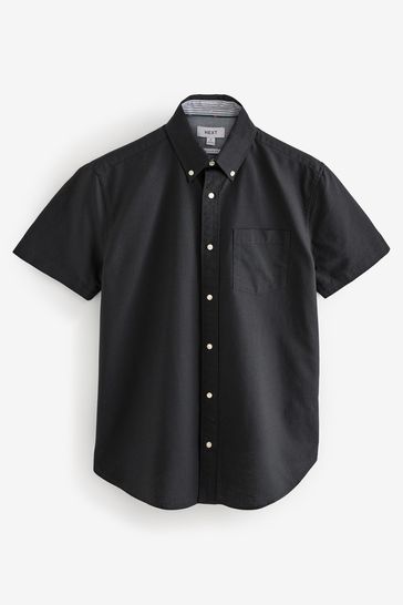 Black short sleeve oxford shirt on sale