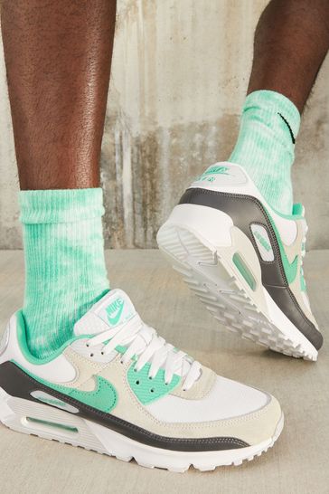 Buy Nike White Green Air Max 90 Trainers from Next Poland