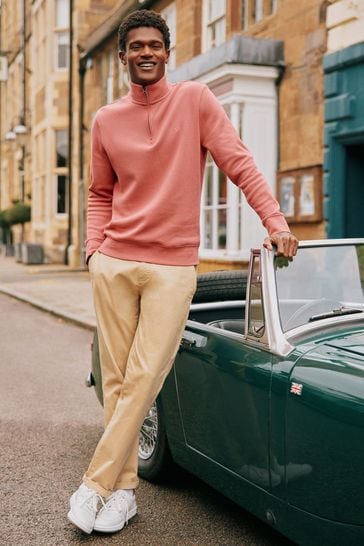 Joules Alistair Pink Quarter Zip Cotton Sweatshirt