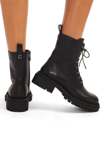 Lace up biker flat ankle boot discount