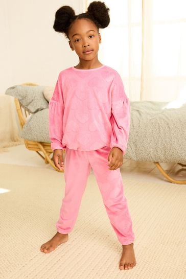 Buy Pink Heart Cosy Fleece Pyjamas (3-16yrs) from Next Luxembourg