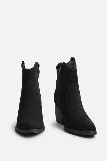 Black suede hot sale western ankle boots