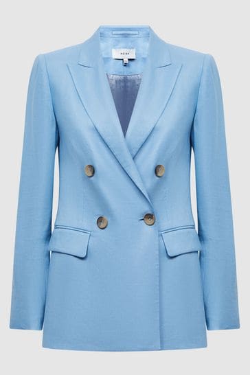 Blue linen deals blazer womens