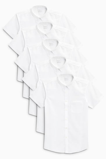 next.co.uk | White 5 Pack Short Sleeve Shirts