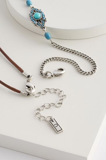 Buy Brown 3 Layer Turquoise Cord Necklace from Next Turkey