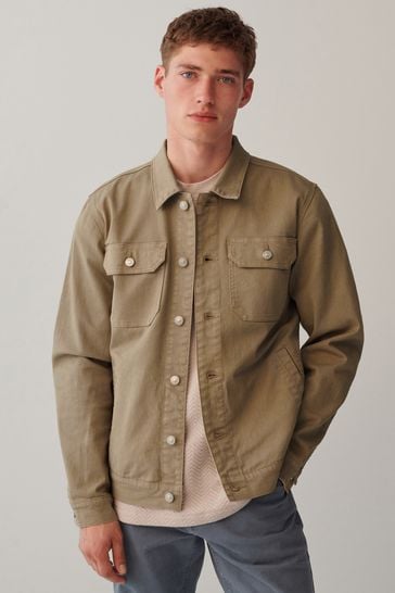 Buy Neutral Brown Denim Jacket from Next Luxembourg