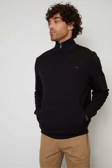 Threadbare Black 1/4 Zip Neck Sweatshirt