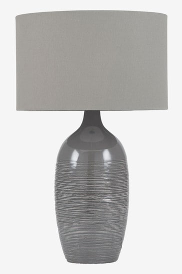 Pacific Silver Abbie Etched Graphite Ceramic Table Lamp