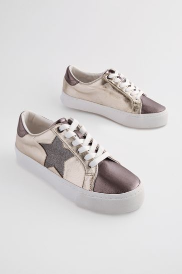 Metallic Forever Comfort® Chunky Star Lace-Up Trainers