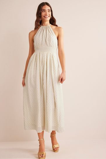 Buy Boden Cream Metallic Detail Maxi Dress from Next Luxembourg