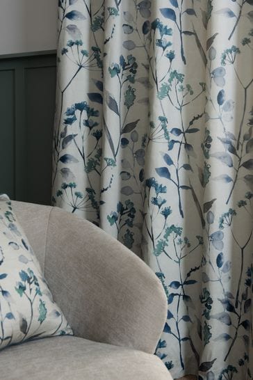Buy Blue Isla Floral Print Blackout/Thermal Curtains from Next USA