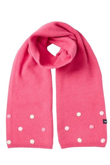 Joules Bella Pink Pom Pom Knitted Scarf