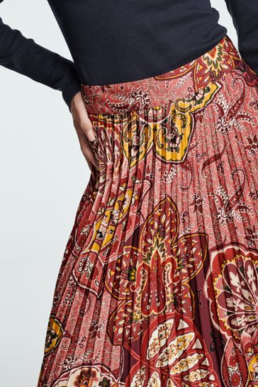 Buy Berry Red Printed Satin Pleated Midi Skirt from Next Luxembourg