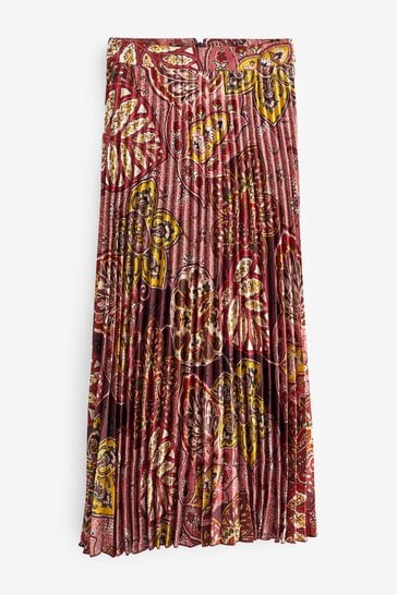 Red pleated midi skirt uk 2025