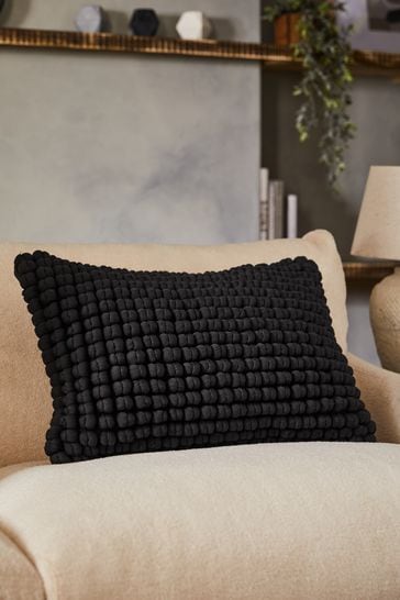 Black 40 x 59cm Global Bobble Cushion