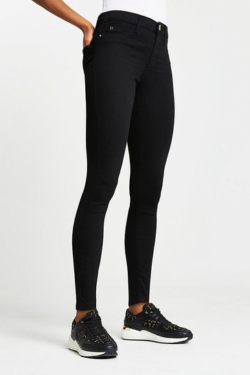 River Island Black Molly Mid Rise Jeans