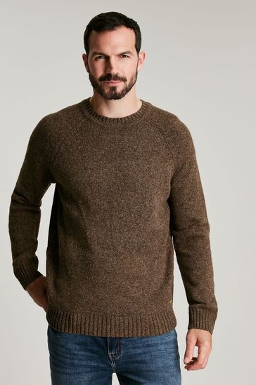 Joules Glenbay Donegal Crew Neck Brown Jumper