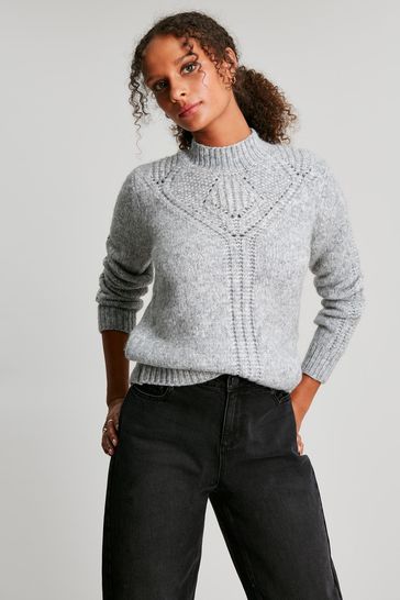 Joules Grey Isabella Chunky Pointelle Jumper
