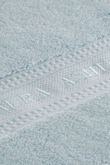 Laura Ashley Seaspray Blue Luxury Cotton Embroidered Towel