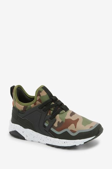 Buy Green Camo Elastic Lace Trainers from Next Denmark