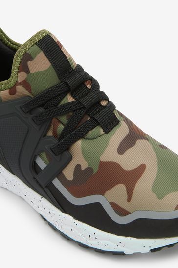 Buy Green Camo Elastic Lace Trainers from Next Denmark