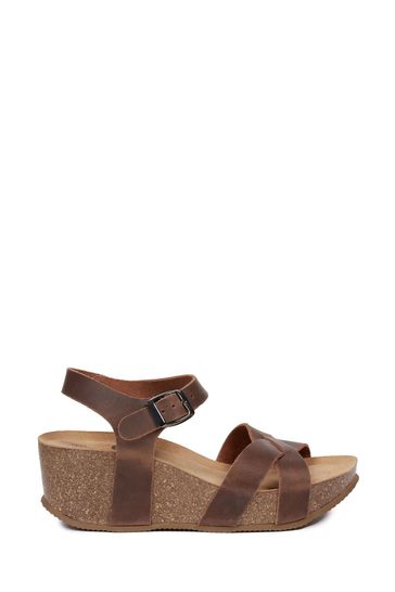 Celtic & Co. Crossover Brown Wedge Sandals