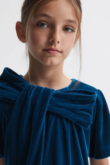 Buy Reiss Teal Frankie Junior Velvet Bow Dress from Next Singapore