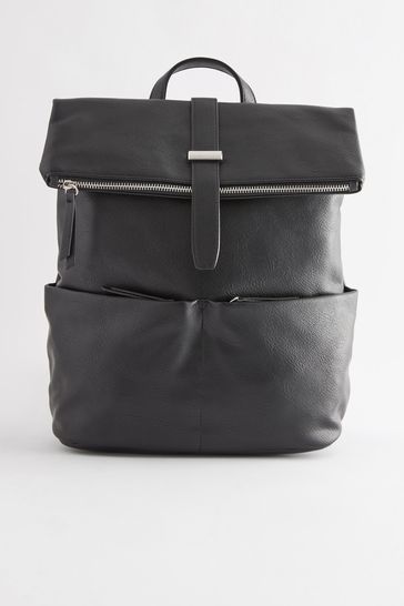 Black Casual Flap Backpack