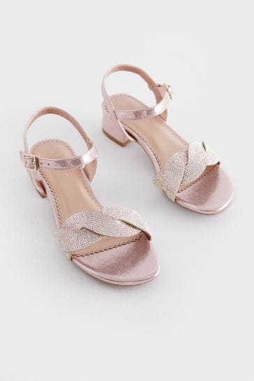 Rose Gold Sparkle Heeled Sandals