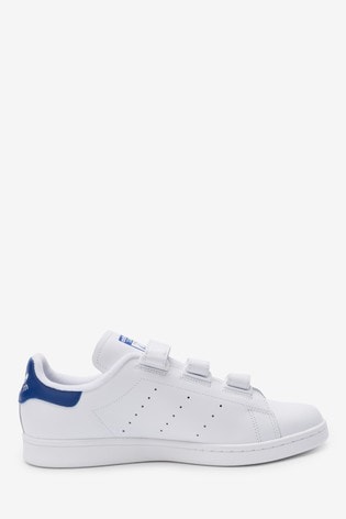 adidas originals white and navy stan smith trainers