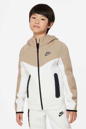 Nike White/Neutral Tech Fleece Zip Through Hoodie